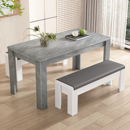 Dining Table, Contemporary Dining Table, Sturdy Dining Table, Four-Legged Table, Oak Wood Table, Rectangular Dining Table, Coffee Leisure Table, Modern Simple Dining Table, Concrete Look [OLD SKU:WF312300AAB]