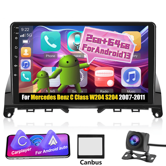 9 Inch Autoradio – Multimedia Systeem – Touchscreen Radio – Car Stereo – Inbouw Radio – 2+64GB Android 13 – 1080P AHD Achteruitrijcamera & CarPlay Android Auto Compatible