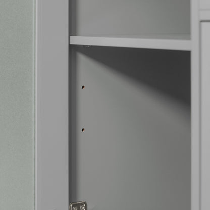 Keukenkastje op Wielen – Keukentrolley – Opbergkast – Servieskast – Rollende Kast – Verstelbare Plank – Grijs MDF & Glas – Draagkracht 60 kg