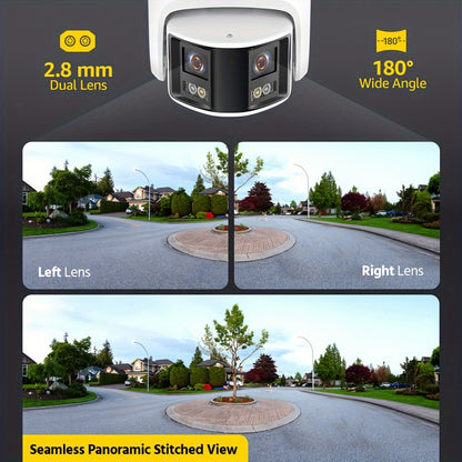 Bewakingscamera – Beveiligingscamera – Surveillance Camera – CCTV Camera – 6MP PoE Camera – Dubbele Lens met 180° Kijkhoek – Kleurennachtzicht en 2-weg Audio