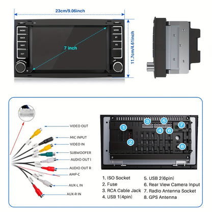 Android 14 Autoradio – Multimedia Unit – GPS Navigatie – Car Audio – Inbouw Radio – 7 Inch HD Touchscreen – Draadloos CarPlay & AHD Achteruitrijcamera