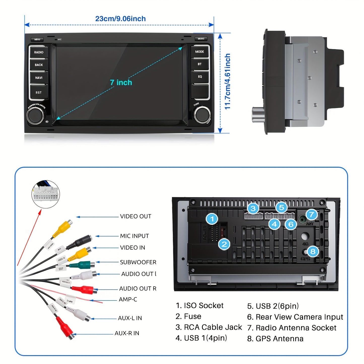 Multifunctioneel Android Autosysteem – Autosterio – Navigatiesysteem – Touchscreen Multimedia – Infotainment – 7-inch HD Touchscreen – Draadloze CarPlay-ervaring & Ingebouwde Dashcam