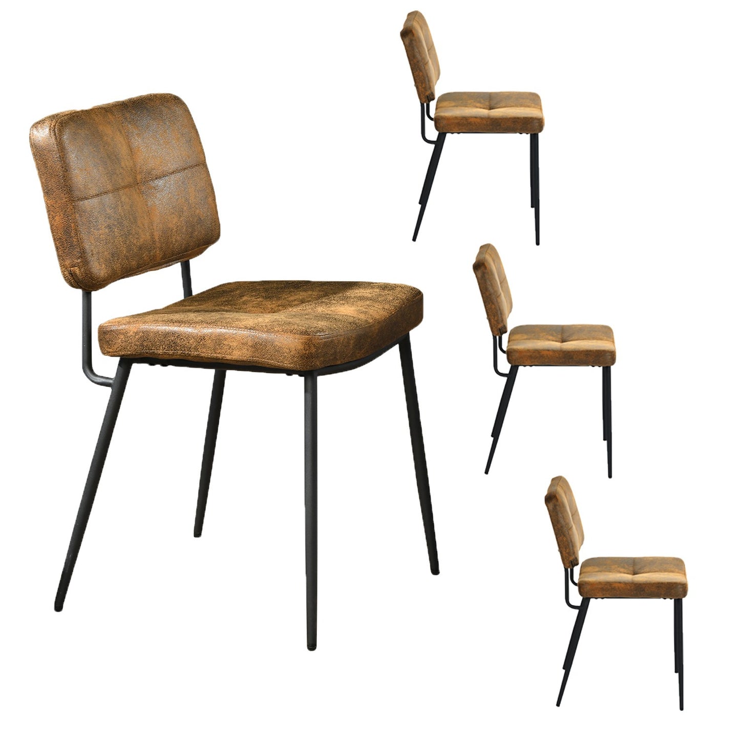 Eetkamerstoelen – Stoelen – Armloze Stoelen – Kuipstoelen – Bistrostoelen – Bruin – Retro Scandinavisch Design – Ergonomisch Zitcomfort – Metalen Poten