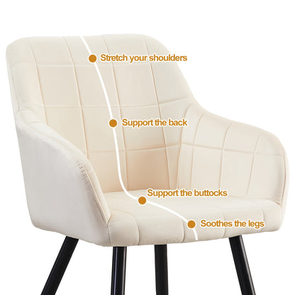 Velvet Eetkamerstoelen – Eetkamerstoelen Met Armleuningen – Luxe Stoelen – Fluwelen Stoelen – Set Van 2 Groen – Memory Foam Zitvlak – Stevig Metalen Frame