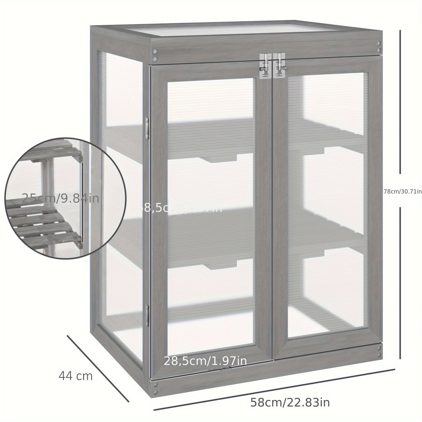 Kweekkas – Kweekkast – Plantenkas – Mini Kas – Cold Frame – 3 Laags – Hout En Polycarbonaat – Weerbestendig – Max 15 Kg Draagvermogen