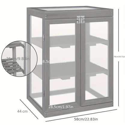 Kweekkas – Kweekkast – Plantenkas – Mini Kas – Cold Frame – 3 Laags – Hout En Polycarbonaat – Weerbestendig – Max 15 Kg Draagvermogen
