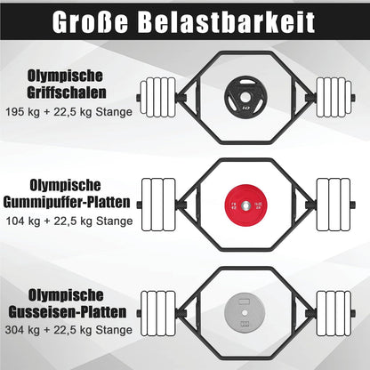 Trap Bar – Hex Bar – Halterstang – Olympische Bar – Shrug Bar – Vouwbare Handgrepen – Massief Staal – 363 Kg Belastbaar