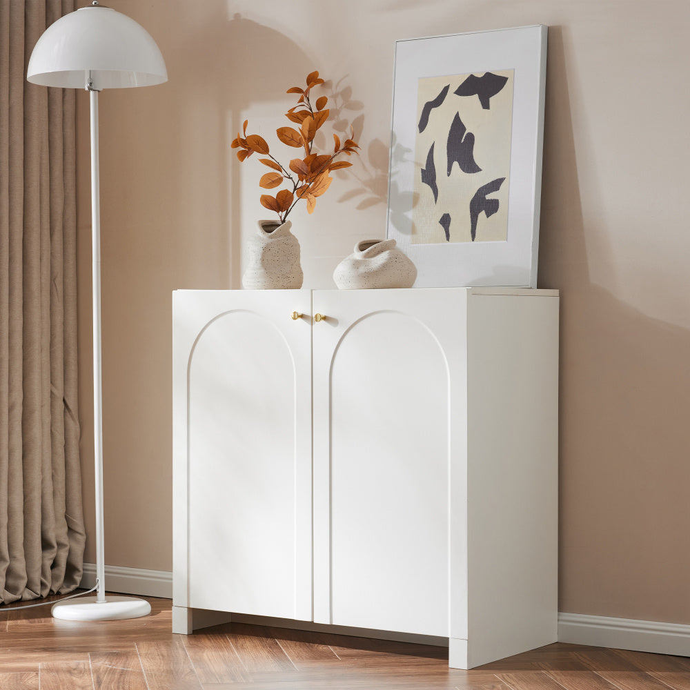 Kast – Opbergkast – Dressoir – Ladekast – Kledingkast – Wit Met Gouden Accenten – Compact 80x40x80 cm – Ruimtebesparend & Praktisch
