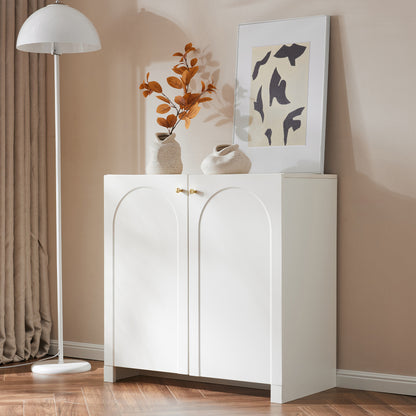 Kast – Opbergkast – Dressoir – Ladekast – Kledingkast – Wit Met Gouden Accenten – Compact 80x40x80 cm – Ruimtebesparend & Praktisch
