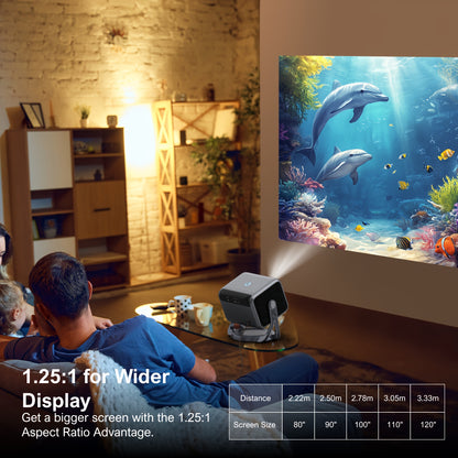 Beamer – Projector – Mini Beamer – Draagbare Beamer – Thuisbioscoop – Full HD 1080P – Android TV 11.0 – 600 ANSI Lumen HDR+HLG