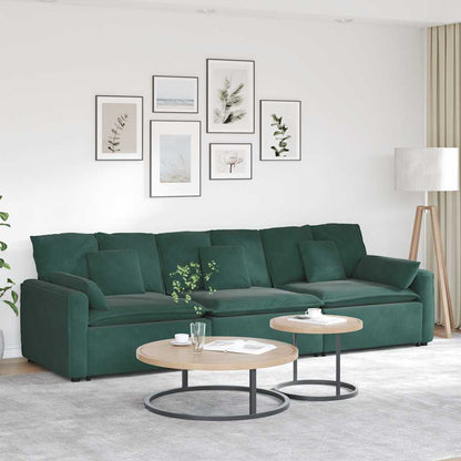 Hoekbank – Modulaire Bank – L-vormige Bank – Zitbank – Loungesofa – Velvet Bekleding – Stevig Metalen Frame – Donkergroen