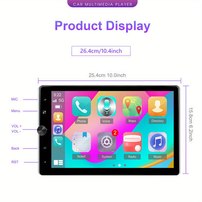 Android 15.0 Single Din Auto Radio – Autostereo – Autoradio – Multimedia Speler – Navigatiesysteem – Met AHD Achteruitrijcamera – 10,4 Inch HD Touchscreen – Draadloze CarPlay & Android Auto