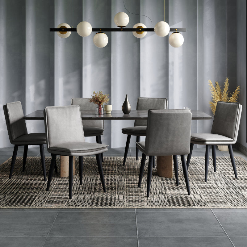 Eetkamerstoel – Stoel – Zetel – Cafestoel – Kuipstoel – Modern Grijs PU – Dubbel Gekussend Zitvlak – Stevig Metalen Frame – Onderhoudsvriendelijk – Comfortabel