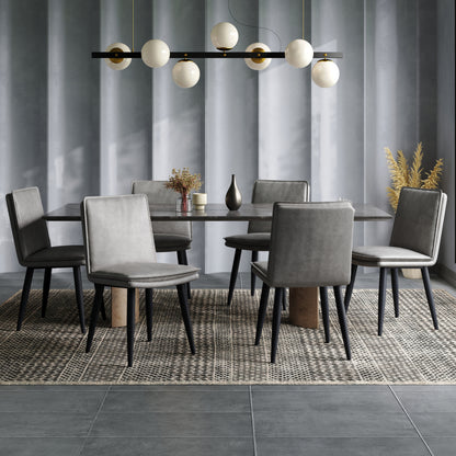 Eetkamerstoel – Stoel – Zetel – Cafestoel – Kuipstoel – Modern Grijs PU – Dubbel Gekussend Zitvlak – Stevig Metalen Frame – Onderhoudsvriendelijk – Comfortabel