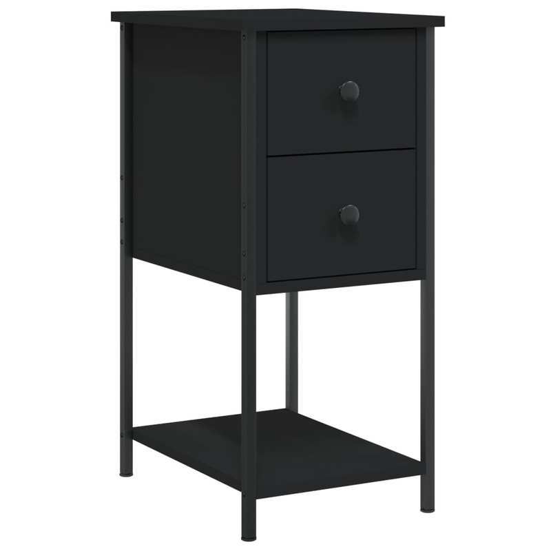 Nachtkastje – Bijzettafel – Bedkastje – Opbergkastje – Zwart – Hardhout En Bewerkt Hout – 32x42x70 cm – Multifunctioneel En Duurzaam