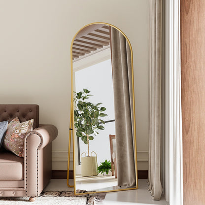 Boogvormige Full-Body Spiegel – Staande Spiegel – Wandspiegel – Grote Spiegel – Kamer Spiegel – 180x80 cm – Veilig Schokbestendig Glas – Aluminium Frame Goud