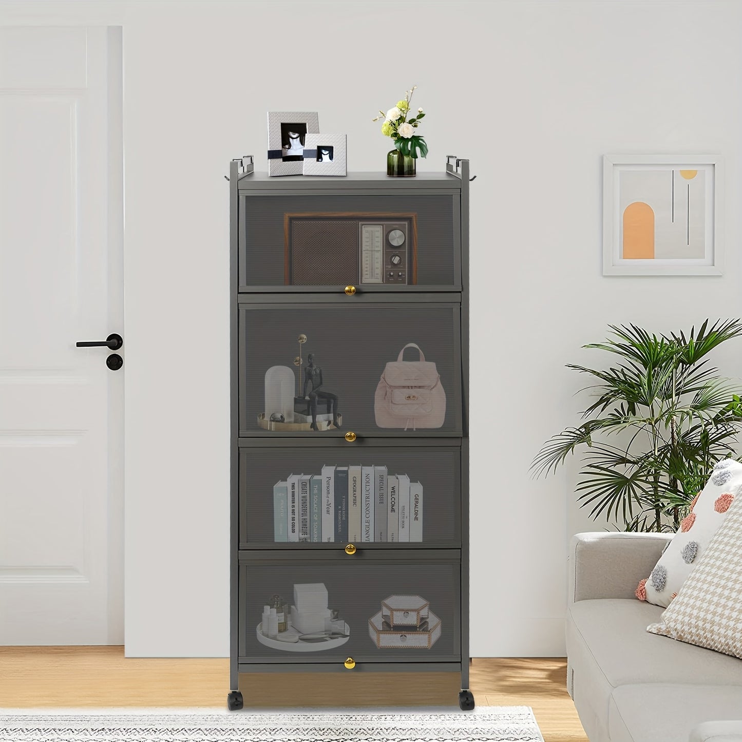 Opbergkast – Opbergrek – Stellingkast – Kast – Opbergmeubel – 5-laags – Carbonstaal & Kunststof – Extra Hoog Met Remwielen