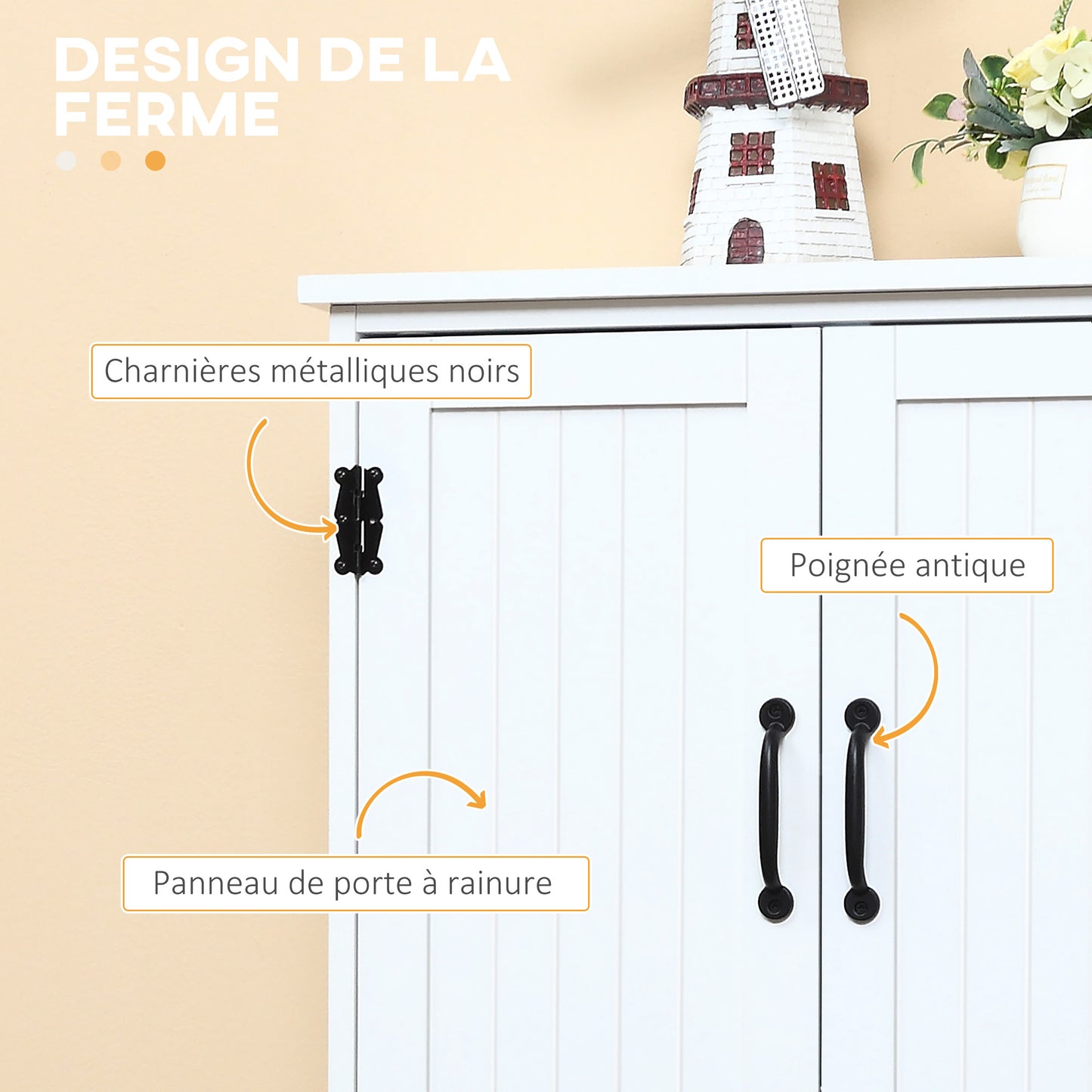 Keukenkast – Keukenkastje – Keukenkast Opbergruimte – Keuken Buffet – Keukenmeubel – Wit MDF – 2 Deuren 3 Planken