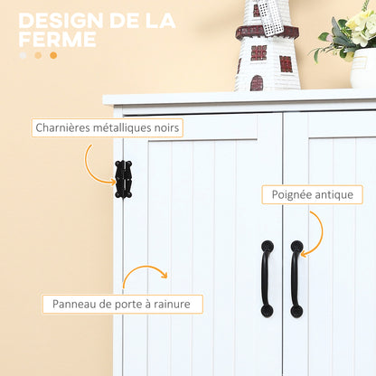 Keukenkast – Keukenkastje – Keukenkast Opbergruimte – Keuken Buffet – Keukenmeubel – Wit MDF – 2 Deuren 3 Planken