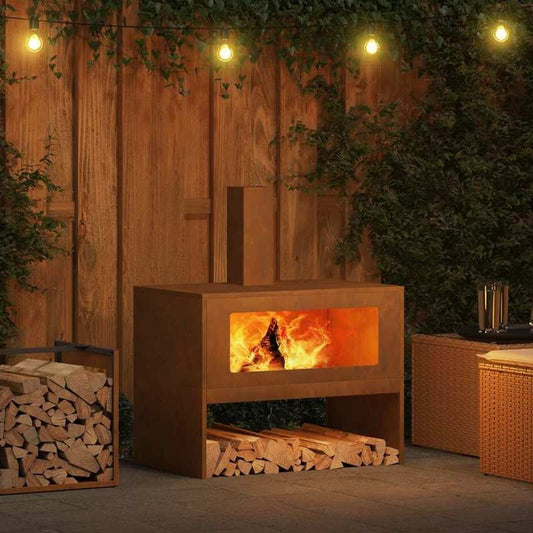 Grote Buitenhaard – Vuurkorf – Tuinhaard – Terrashaard – Houtkachel – Metaal – Poedercoating Marron – 80x50x96 cm – Geschikt Voor Buitengebruik – Voor Gezellige Samenkomsten