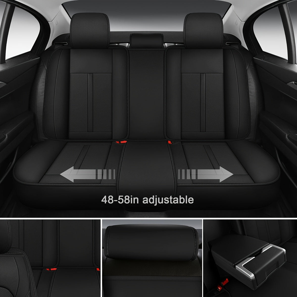 Car Seat Covers Full Set Universal, Adjustable Front Seats And Back, Automotive 5 Seat Covers All Season, Car Seat Protectors Airbag Compatible