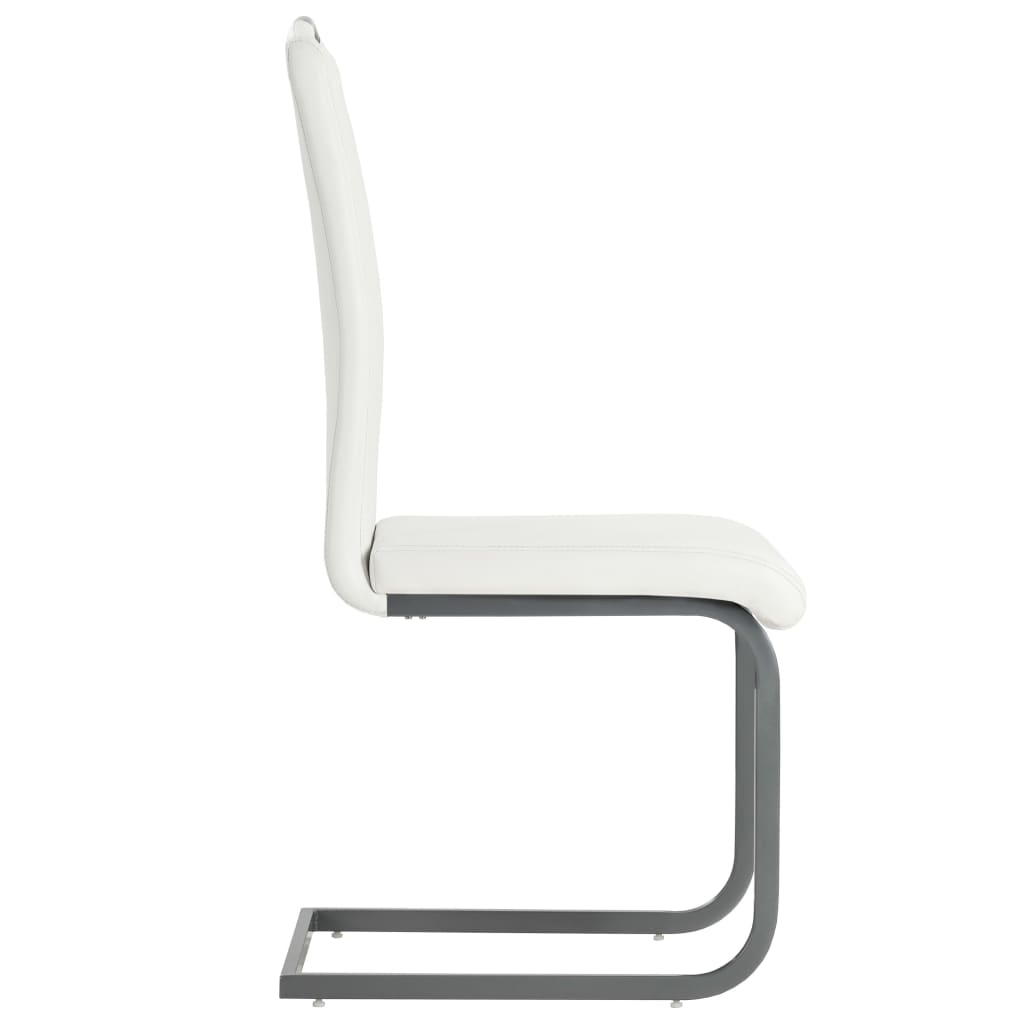 Eetkamerstoel – Stoel – Zitschair – Eettafelstoel – Bijzetstoel – Kunstleer Bekleding – Stevig Stalen Frame – Set Van 4 – Wit
