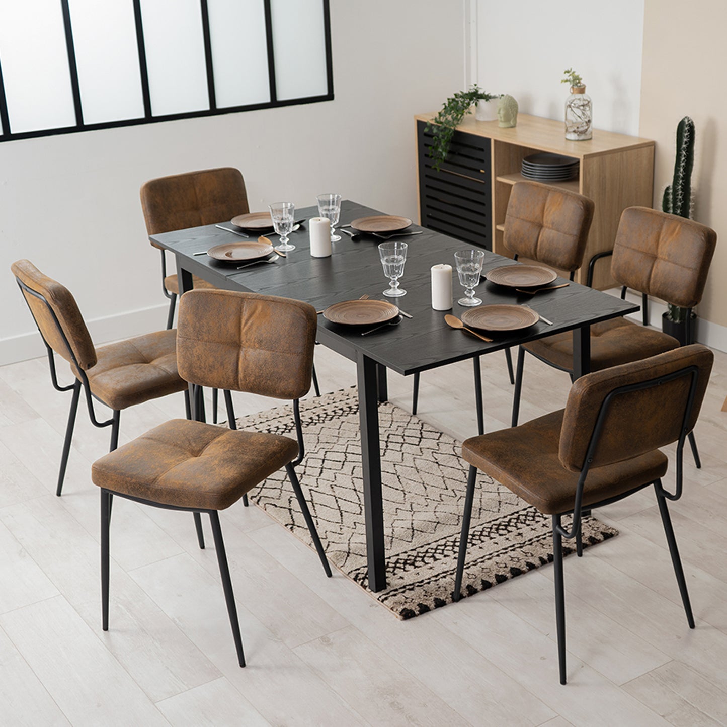 Retro Scandinavische Eetkamerstoelen – Stoelen – Diners Stoelen – Design Stoelen – Comfortabele Stoelen – Set van 2 Bruin – Ergonomisch Ontwerp – Metalen Poten