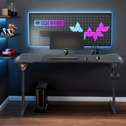 Gaming Bureau – Gaming Tafel – Game Desk – Computer Tafel – Game Bureau – 140 cm Breed – Hoogte Verstelbaar – Carbonfiber Tafelblad – LED Verlichting