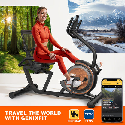 Vowvit Magnetic Exercise Bike with Kinomap App & Heart Rate Monitor - 16-Level Magnetic Resistance Bike, 4kg Flywheel, Belt-Driven Indoor Cycling Machine Suitable for Home Gym Cardio Training, Classes App ()