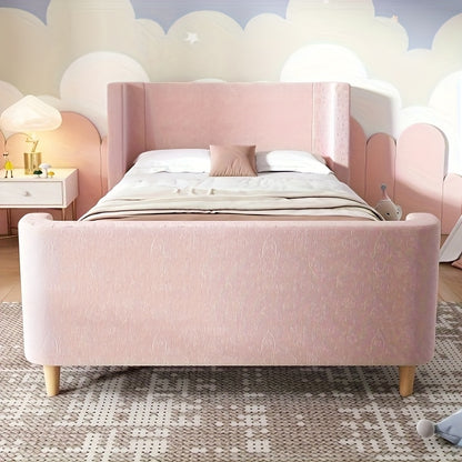 Bedframe – Eenpersoonsbed – Slaapbank – Kinderbed – Jeugdbed – Roze Bamboe Bedframe – Modern Design – Lichtgewicht & Duurzaam