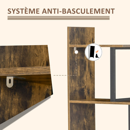 Trapvormige Boekenkast – Boekenkast Industrieel – Open Kasten – Roomdivider – Vakkenkast – Robuust Hout – 5 Niveaus – 102x30x160 cm – Rustieke Bruin