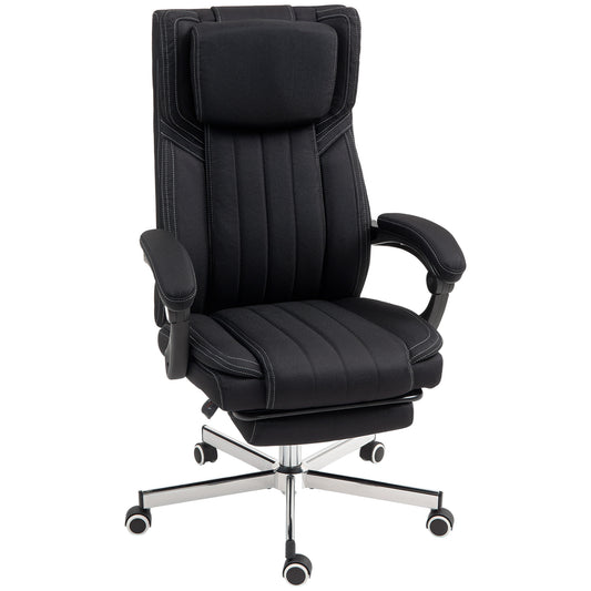 Bureaustoel – Office Chair – Werkstoel – Computestoel – Ergonomische Stoel – Verstelbare Hoogte – Inklapbare Rugleuning met Voetensteun – Zwart