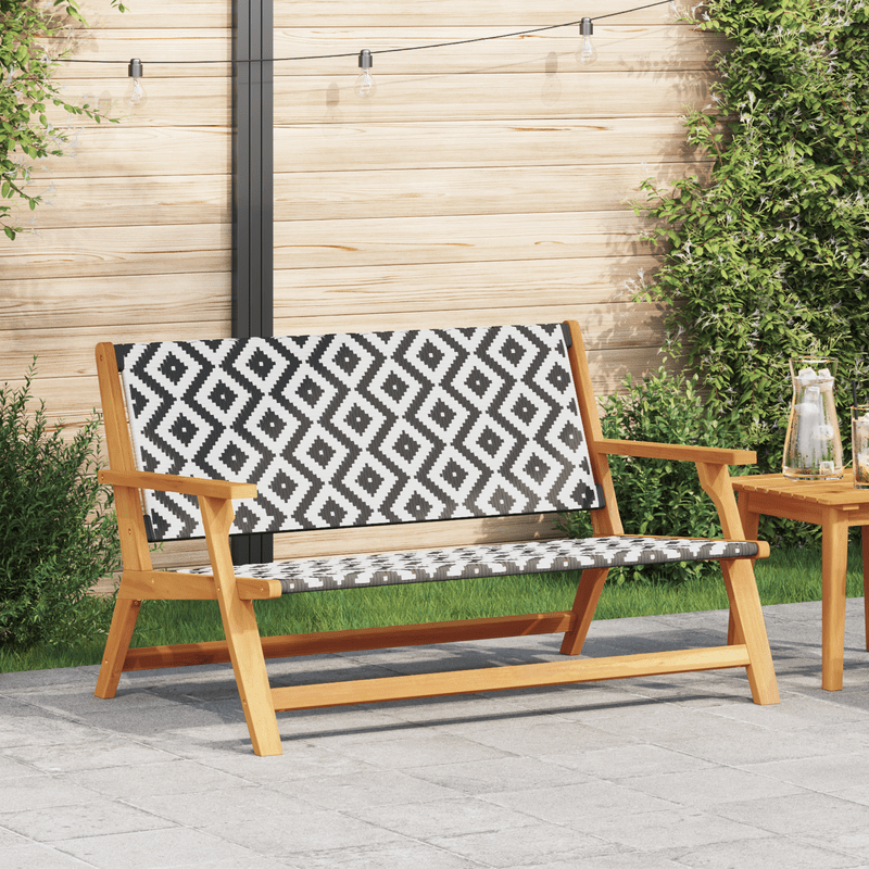 Tuinbank – Tuinmeubel – Buitenbank – Houten Bank – Zwart-Wit – Weerbestendig – Visgraatpatroon – 122x76x73,5 cm – Geen Montage