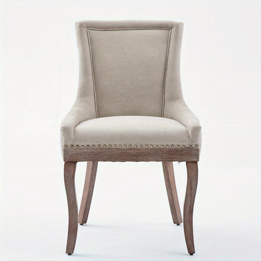 Eetkamerstoel – Stoel – Dining Chair – Side Chair – Beige Stoel – Dik Gevoerd – Houten Poten