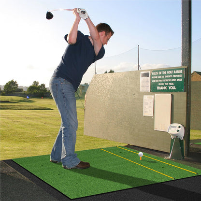 Golfmat – Golf oefenmat – Putting mat – Trainingsmat – Teemat – 6 tee-plaatsen – Inclusief 2 alignment sticks – Realistisch kunstgras – Duurzame EVA constructie – Groen – 152x117 cm