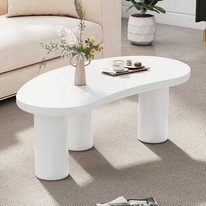 Salontafel – Woonkamertafel – Koffietafel – Bijzettafel – Tafel – Halvemaanvormig – Bamboe Wit – Ruimtebesparend – 107x57x40,5 cm – Duurzaam & Stevig