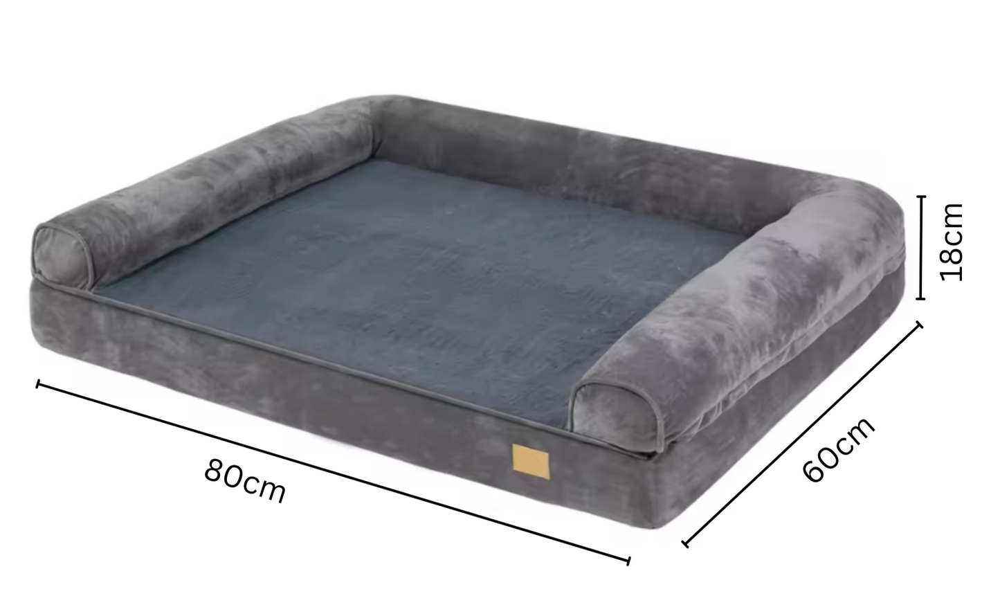 Hondenbed - Orthopedisch Hondenbed – Comfortabel & Stevig – Wasbare Hoes – Waterdicht & Anti-Slip – Ideaal voor Honden en Katten - Medium - 80 x 60 x 18 cm - Grijs