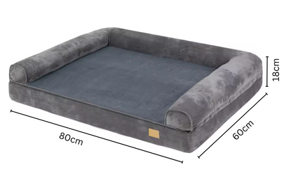 Hondenbed - Orthopedisch Hondenbed – Comfortabel & Stevig – Wasbare Hoes – Waterdicht & Anti-Slip – Ideaal voor Honden en Katten - Medium - 80 x 60 x 18 cm - Grijs