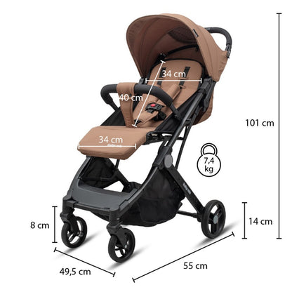 Kinderwagen – Buggy – Wandelwagen – Babywagen – Transportwagen – Grijs – Ultra Lichtgewicht 7,4 kg – Compact Opvouwbaar