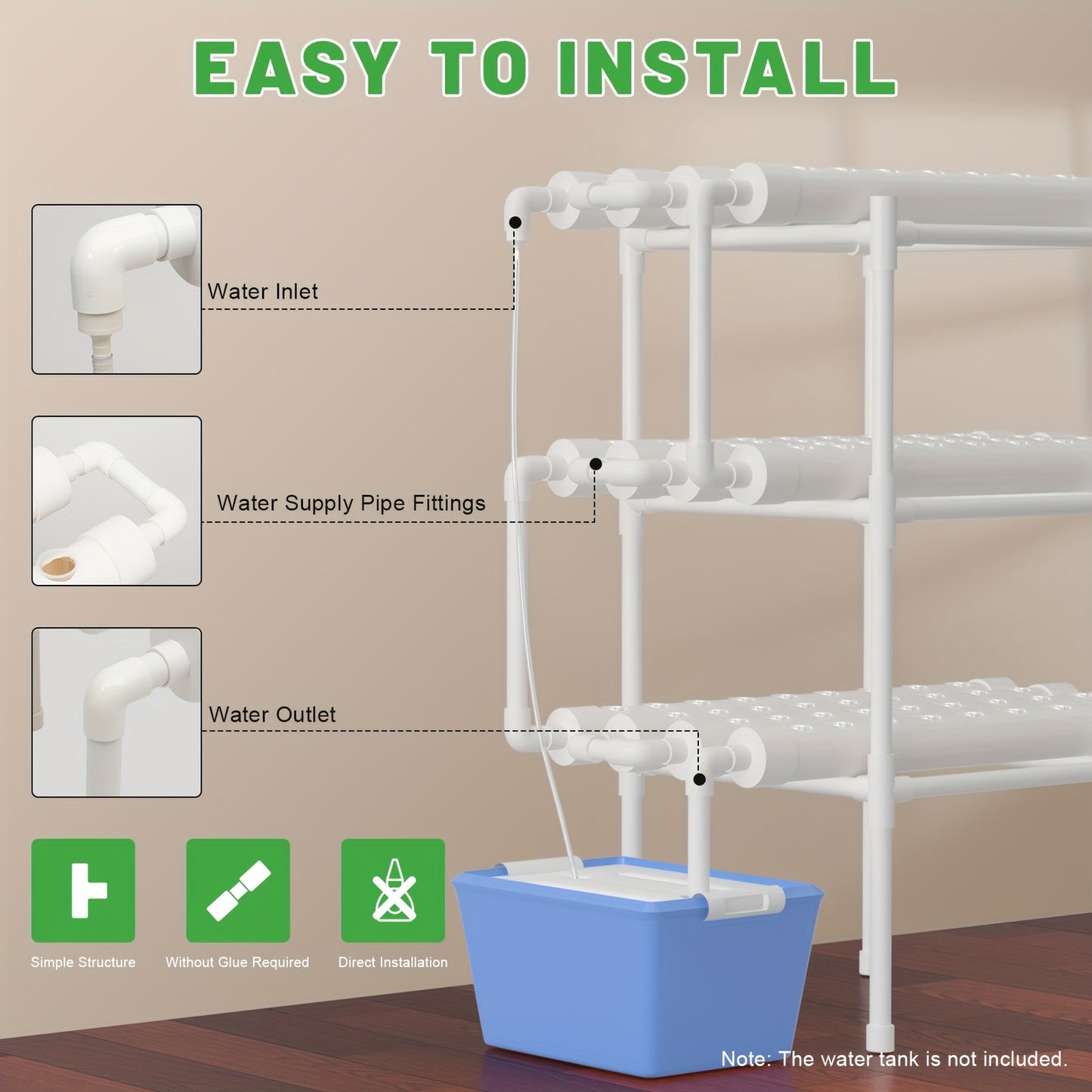 Hydroponische Kweekset – Verticale Tuin – Hydrocultuur Systeem – Kruidentuin – Groentekweker – Wit PVC – 108 Plantplaatsen – Waterbesparend & Ruimtebesparend