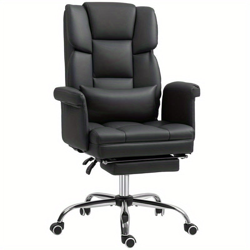 Ergonomische Bureaustoel – Kantoorstoel – Werkstoel – Gamestoel – Computestoel – Verstelbare Hoogte 48-56 cm – Inklapbare Rugleuning Met Voetensteun – Stevig Metalen Frame – 5 Zwenkwielen