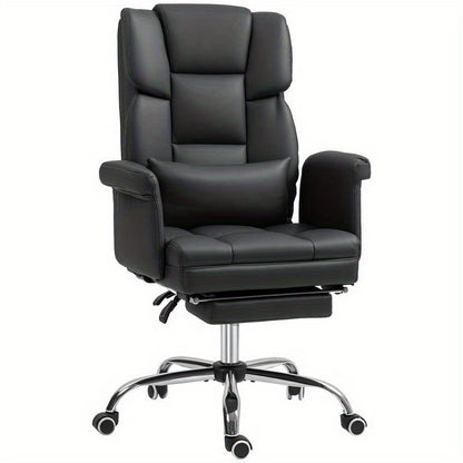 Ergonomische Bureaustoel – Kantoorstoel – Werkstoel – Gamestoel – Computestoel – Verstelbare Hoogte 48-56 cm – Inklapbare Rugleuning Met Voetensteun – Stevig Metalen Frame – 5 Zwenkwielen