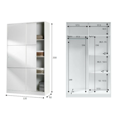 Wardrobe 2 in Front of Dnoce, Bedroom Closet, Furniture with 4 Shelves And Clothes Rail, 120X50H200 Cm, Available in 4 Colors