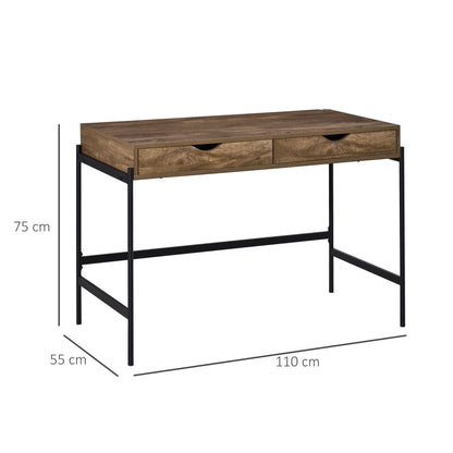 Industriële Bureau – Werktafel – Computertafel – Bureau Met Laden – Stijlvol Bureau – Groot Werkoppervlak 110x55 cm – Stevig Metalen Frame