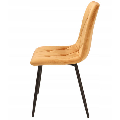 Fauteuil – Armstoel – Stoel – Eetkamerstoel – Loungestoel – Velours Bekleding – Met Metalen Zwarte Poot – Draagkracht 130 kg – Set Van 4