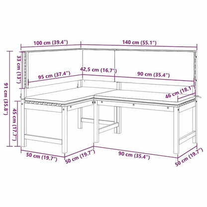 Tuinbank – Buitenbank – Parkbank – Hoekbank – Zitbank – Massief Acaciahout – Weerbestendig – Inclusief Comfortabele Kussens – 140x100x91 cm