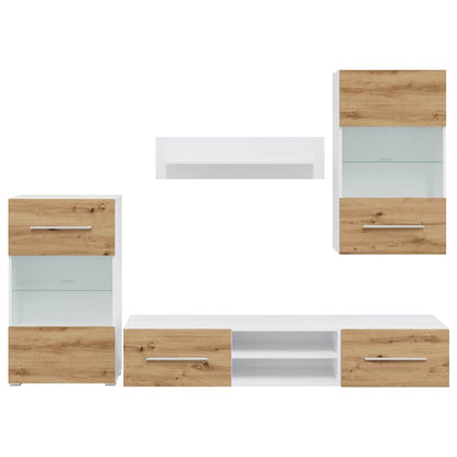 TV meubel – TV kast – TV dressoir – Lowboard – Wandmeubel – Eikenhoutlook – LED Verlichting