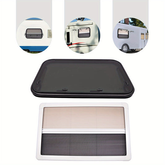 Moderne Caravanraam – Raam Voor Pickup Truck – Trailerraam – Camperraam – Vervangingsraam – Tempered Glas – Aluminium Frame – 65° Ventilatie – Insectenhor – Zwart-Witte Variant