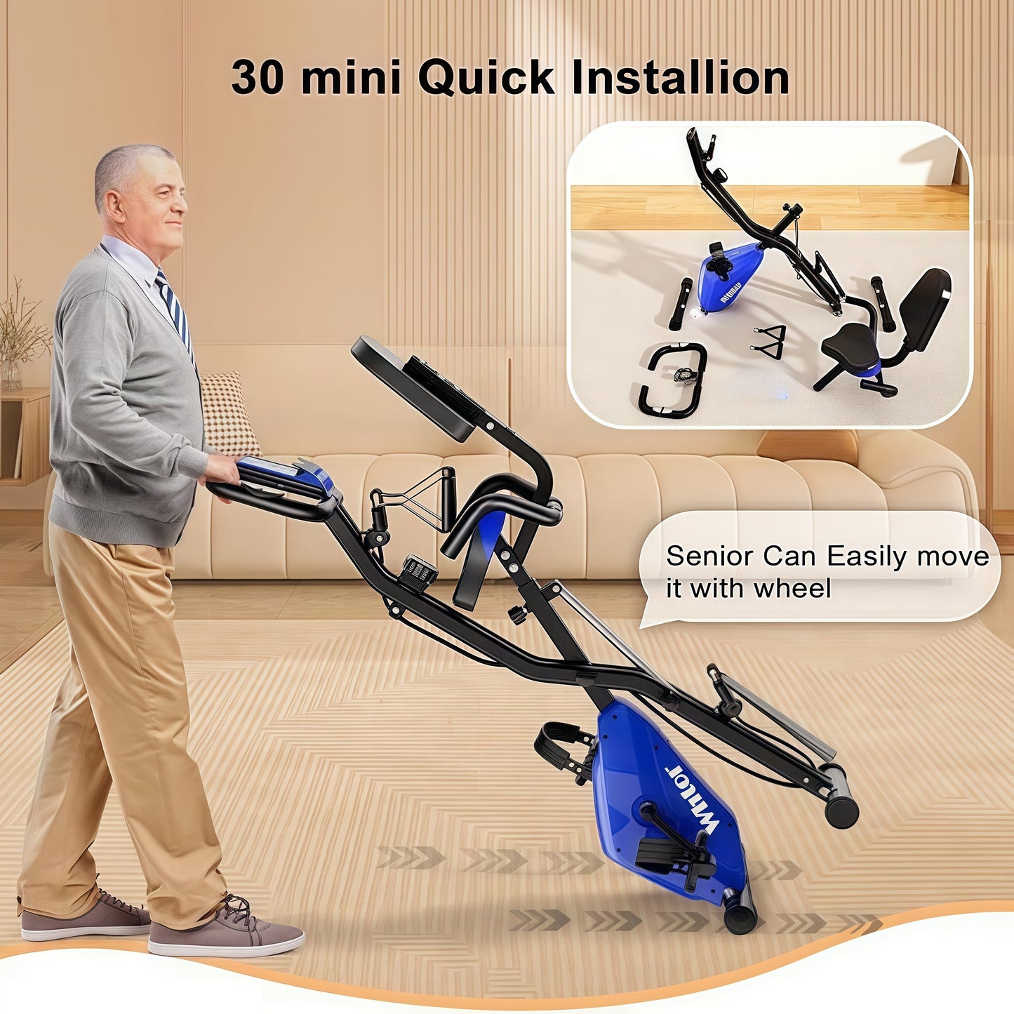 Fiets Trainer – Fietstrainer – Hometrainer – Stoelfiets – Bureaufiets – Opvouwbaar Design – Duurzaam ABS Materiaal – Magnetische Weerstand – Geschikt voor Smartphone en Tablet