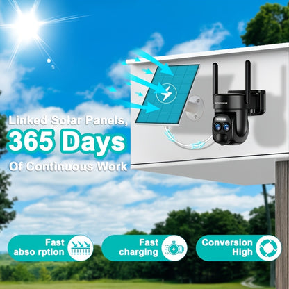 Bewakingscamera – Beveiligingscamera – Buitencamera – Camerabewaking – Draadloze camera – 1440p HD Dual Lens – Zonnepaneel en PTZ bediening